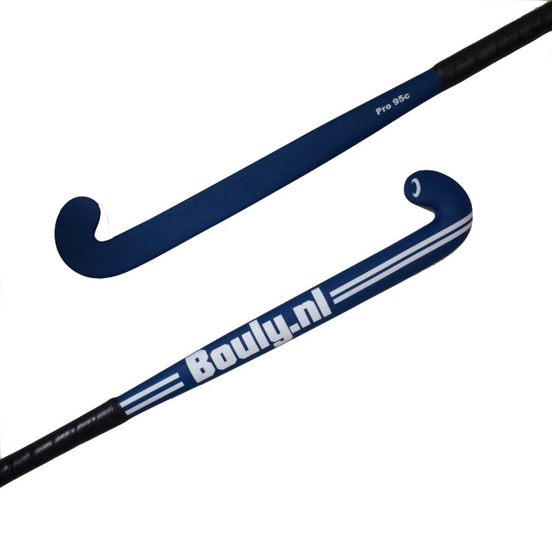 De 'Pro 95c' mat donkerblauw-wit, 95% carbon.